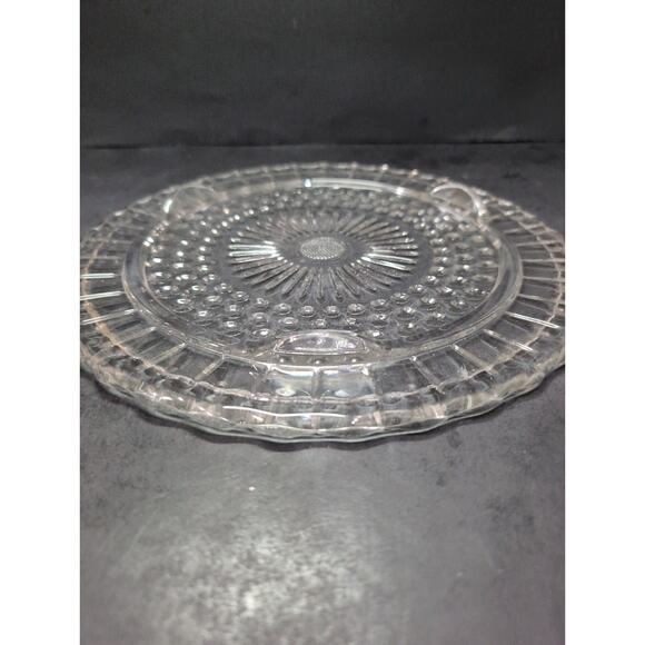 Federal Glass Cake Stand Sunflower Bubble, Tri-Footed Cake Plate, Cake Platter - Picture 5 of 8